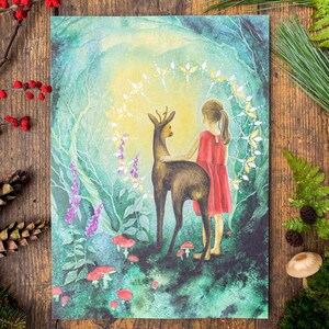 Krafttier Reh, Deko Bilder Wohnzimmer, Reh Aquarell, Wandgemälde, Kunst als Geschenk, spirituelle Bilder, Spirit Animal, Poster Kunstdruck