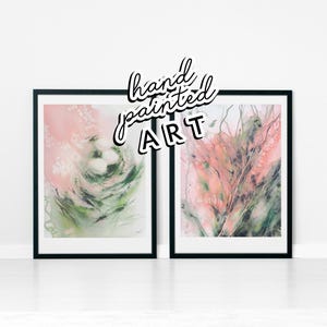 Wohnzimmer Bild Wald abstrakt Fine Art Poster Natur Kunstdruck minimalistisch Gemälde modern Aquarell Wald Wanddeko Wohnzimmer Geschenk