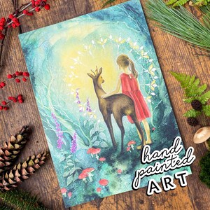 Krafttier Reh, Deko Bilder Wohnzimmer, Reh Aquarell, Wandgemälde, Kunst als Geschenk, spirituelle Bilder, Spirit Animal, Poster Kunstdruck