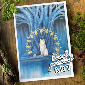 Postal de bruja Lobo Animal espiritual Cottagecore Tarjeta de felicitación Lobo Forestcore Impresión artística Naturaleza Postal de bruja Pintura mágica del bosque Impresión artística Lobo
