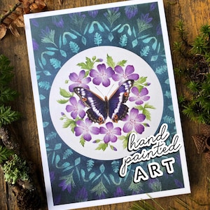 Postkarte Schmetterling Cottagecore Art Grußkarte Natur artprint witchy postcard Wald Spirit Animal butterfly Fairycore Postcard