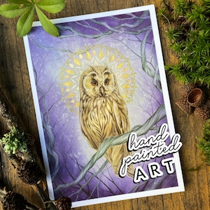 Kaart Heksenkunst Uil Postkaart Spirit Animal Uil Cottagecore Wenskaart Natuur Kunstdruk Heksenpostkaart Forestcore Bosmagie Postkaart