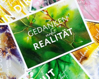 Postcard set with sayings, spiritual quotes, vision board ideas, small gift for girlfriend, mindfulness gift, greeting card, board pictures