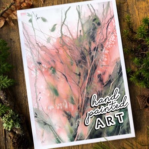 Abstrakte Postkarte Wald Gemälde Abstrakt Natur Grußkarte Gemalt Minimalistisch Karte modern Aquarell Grußkarte modern