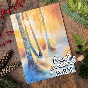 Wall Art Winter Landschaft Kunstdruck Aquarell Poster Forestcore Wanddeko Wohnzimmer Geschenk Wald Gemälde handmade Artprint Winter Forest