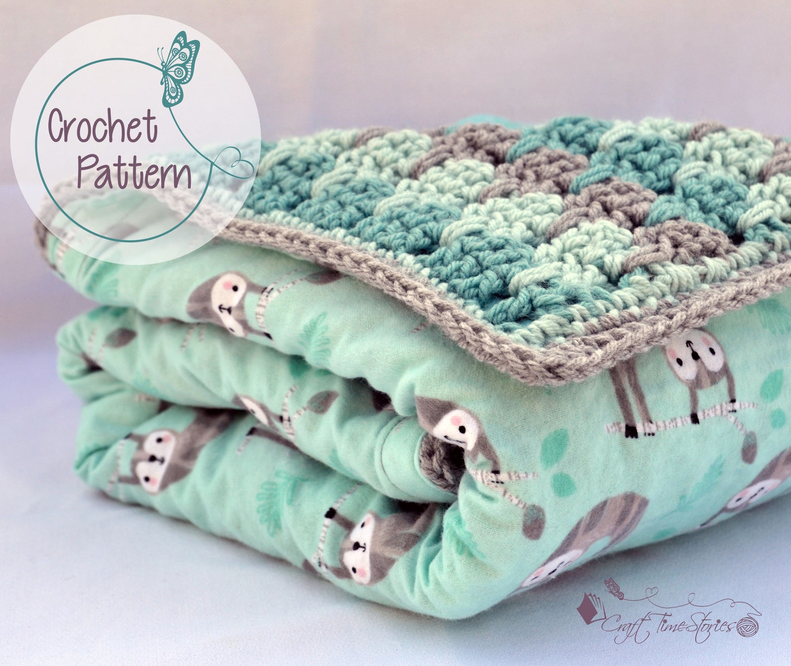 Sloth Crochet Baby Blanket Pattern Reversible Baby Blanket - Etsy Canada