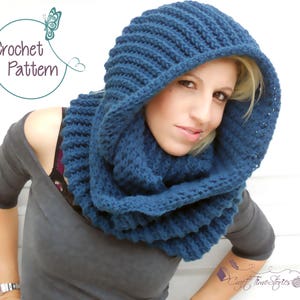 Crochet cowl pattern for women, PDF, crochet scarf pattern, crochet Instant download, cable cowl, hooded scarf, hooded cowl, crochet fashion image 1