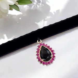 Onyx Allure - Black velvet cat collar with rhinestone charm pendant, Velvet cat collar, Small dog collar, Luxurious safety pet collar.