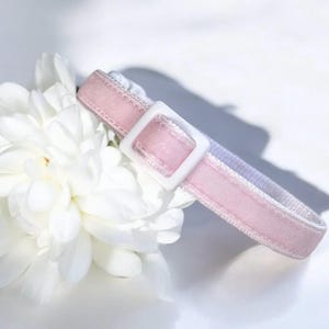 Angel Pink Velvet Cat Collar - Light pink velvet cat collar, Soft kitten collar, Small dog collar, Breakaway Pet collar, Pretty cat collar.