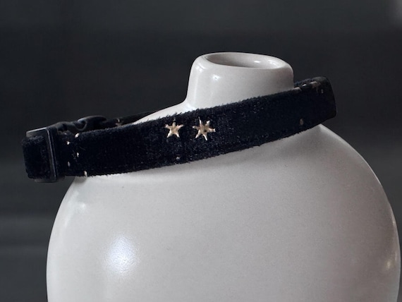 Cat Collar - Black Velvet Cat Collar, Small dog collar, Black and gold velvet cat collar, Celestial cat collar, Black safety Kitten collar.