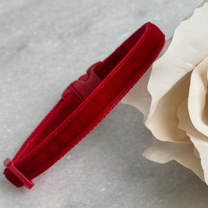 Posh Plush Ruby Cat Collar - Red velvet Cat Collar, Velvet kitten collar, Small dog collar, Breakaway safety pet collar, Soft plush velvet.