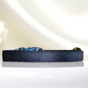 Golden Eclipse - Navy Satin Cat Collar, Kitten collar, Fancy pet collar, Breakaway cat collar, Elegant shimmering navy satin cat collar.