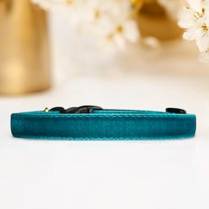 Whisker Wave - Dunkelblaues Samt-Katzenhalsband, Sicherheit-Kätzchen-Halsband, Kleines Hundehalsband, Breakaway Haustierhalsband, Chices luxe Samt-Katzenhalsband.
