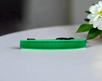 Green Haven - Green velvet Cat Collar, Velvet kitten collar, Small dog collar, Breakaway cat collar, Posh green velvet cat collar.