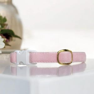 Pink Opal - Velvet Cat Collar - Posh velvet cat collar, Soft kitten collar, Breakaway cat collar, Luxurious light pink velvet pet collar.
