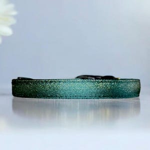 Forest Kiss - Dark Green Satin Cat Collar, Kitten Collar, Fancy Cat Collar, Breakaway Cat Collar, Elegant shimmering green satin cat collar.