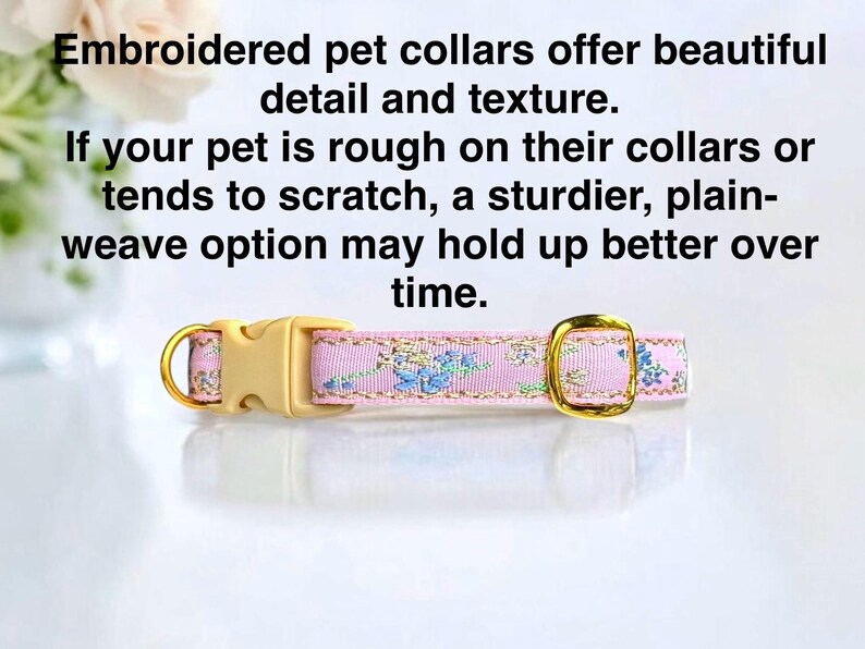 Katzenhalsband - Rosa und Ivory Besticktes Ausreißer-Katzenhalsband, Halsband für kleine Hunde, Sicherheitshalsband, Sicherheitshalsband Bild 5
