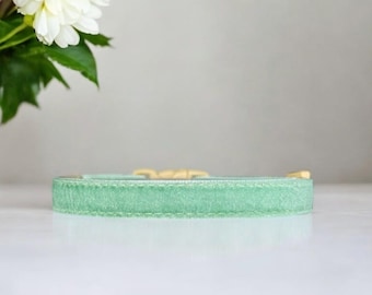 Mint Whispers - Mint Green Velvet Cat Collar - Velvet kitten collar, Small dog collar, Breakaway safety pet collar, Chic velvet cat collar.