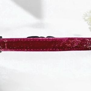 Cat Collar - Dark rose with gold metallic lurex velvet cat collar, Velvet kitten collar, Small dog collar, Breakaway Pet collar.
