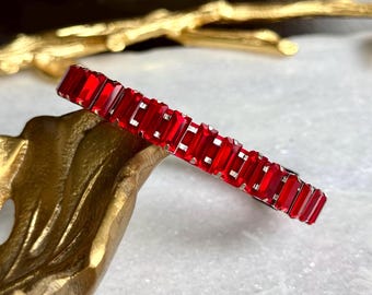 Fiery Elegance - Red Rhinestone Velvet Cat Collar, Small dog collar, Kitten collar, Breakaway cat collar, Radiant red luxury pet collar.