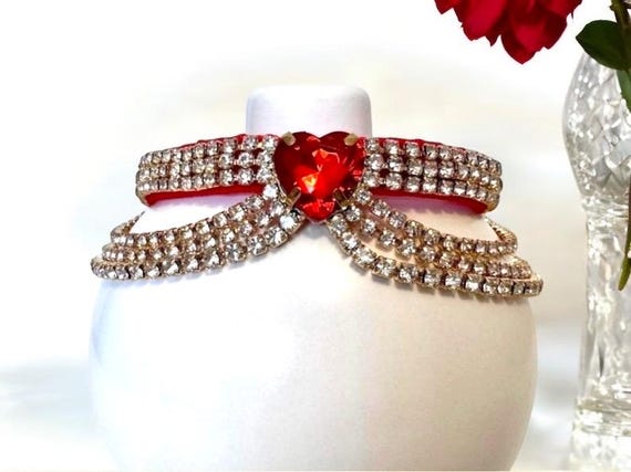 Beautiful red velvet rhinestone cat collar, Red safety breakaway cat collar, Pet collar, small dog collar, Big cat collar, red velvet collar