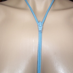 Zipper Necklace, Light Blue