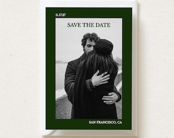 Simple and Elegant Green Striped Save the Date Card