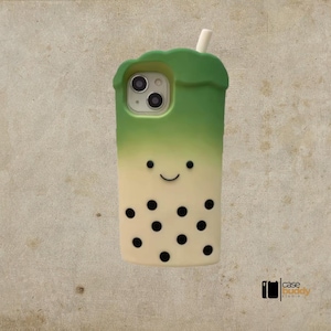 iPhone Hülle – 3D Bubble Tea Cup Design | Cute Smile Silikon Stoßfeste Hülle für iPhone 13-16 Pro Max