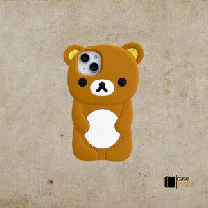 Custodia per iPhone con motivo orso 3D, divertente e carina, in silicone morbido, per iPhone 16, 15, 14, 13, 12 e 11.