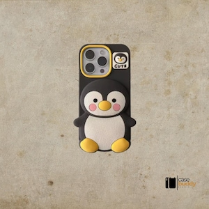 iPhone Case Mobiel Grappige 3D Zachte siliconen Cartoon Leuke pinguïn Schokbestendig voor IPhone16 15 14 13 Anti-drop Schokbestendig Hoge kwaliteit Cover