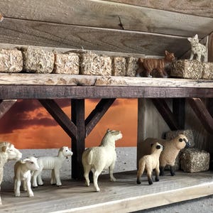 Reclaimed Wood Timber Frame Barn w/ Sliding Door, Fits Schleich and Willow Tree Figures