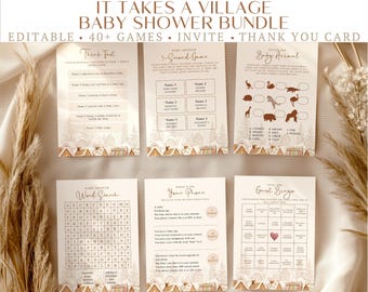 Gingerbread Baby Shower Bundle | Games, Invite, Thank You Card (Canva Digital Download)