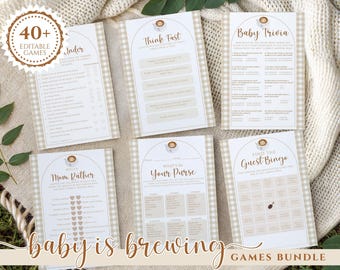 A Little Baby Is Brewing Baby Shower Games Bundle (Digital Download)