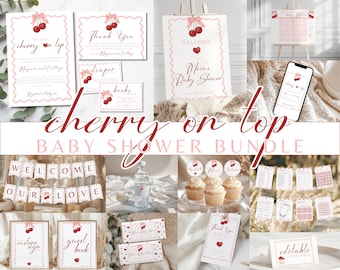 Cherry On Top Baby Shower Bundle | Printable Pink Theme (Digital Download)