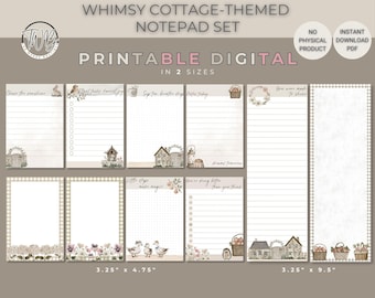 Cottagecore Notepad Set: Whimsical Floral Stationery (Digital Download)