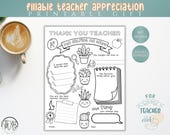 Thank You Teacher Coloring Card | Kids Activity Gift (Digital Download)