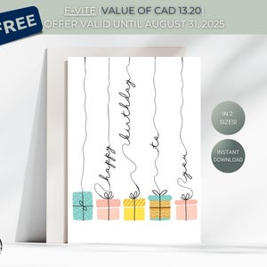 Carte de joyeux anniversaire - téléchargement numérique - carte d'anniversaire imprimable avec des coffrets cadeaux amusants - carte d'anniversaire imprimable - carte imprimable