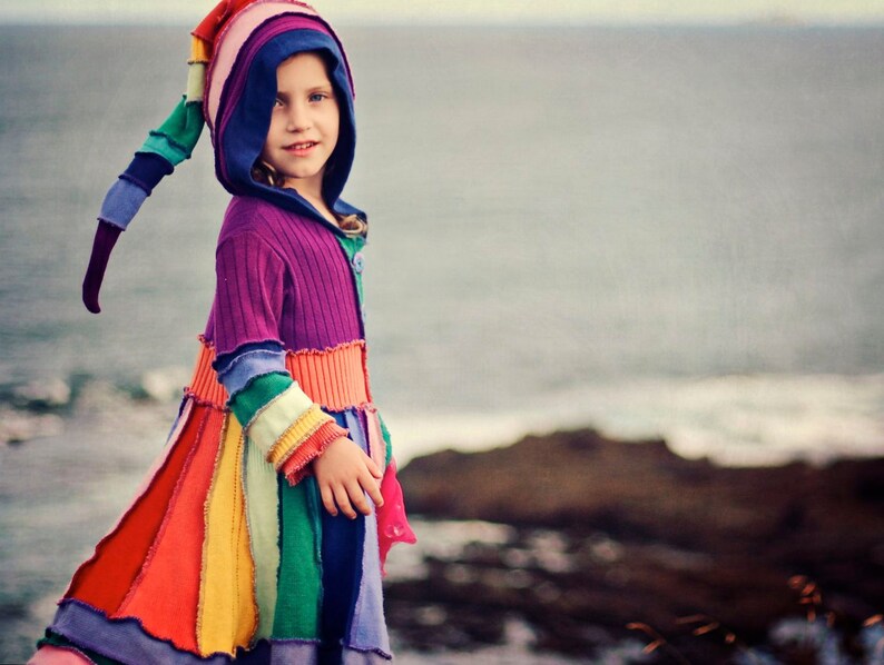 Girls Over The Rainbow Pixie Sweater Coat Size T4 14 image 2