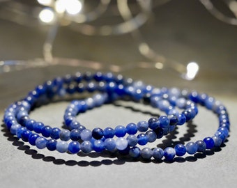 Blue Sodalite Bracelet 4mm dainty beaded jewelry