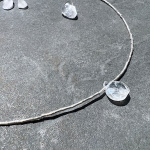 Delicate Moonstone Drop Necklace with 925 Sterling Silver