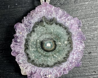 Amethyst Stalactite Pendant Uruguay | Deep Violet Crystal Sun | 925 Silver Bail