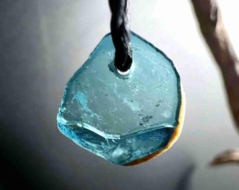 Blue Tourmaline Pendant - TINY! | Raw Indicolite Crystal | Rare Throat Chakra Stone Gift