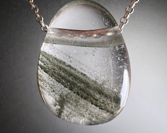 Lodolite Phantom Quartz Pendant | Green Garden Shaman Crystal (Cord or 925 Silver Chain)