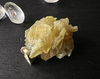 Raw Golden Star Mica Pendant Small Yellow Muscovite Crystal Jewelry