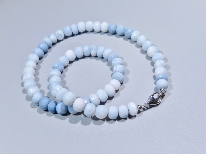 Blue Opal Necklace 16.5/'/' faceted genuine Opal Peruvian gradient colors denim blue jewelry