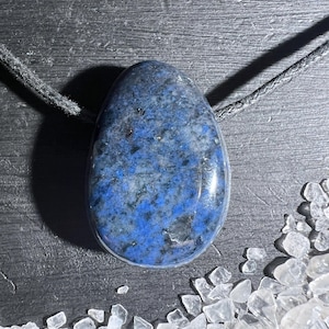 Dumortierit Anhänger Seitlich gebohrte Blaue Edelstein Halskette mit Schnur oder Silber Kette
