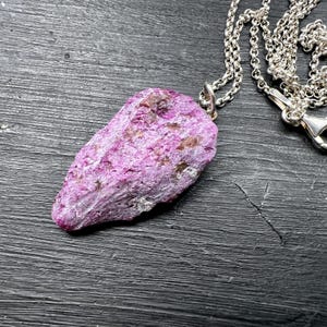 Raw Stichtite Pendant 1.5 inches rare purple Gemstone Necklace with solid Sterling Silver