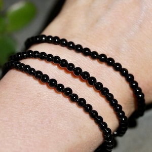 Black Tourmaline Bracelet 4mm | Protection Bracelet for Her