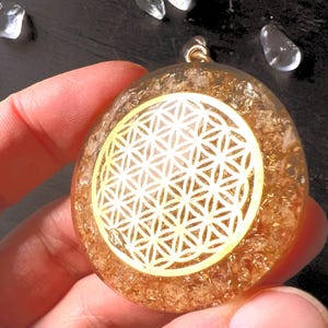 Orgonite Citrine Flower of Life Pendant