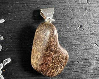 Bronzite Pendant 925 Silver Bail | Bronze Shimmer | Grounding Crystal Necklace | Brazil